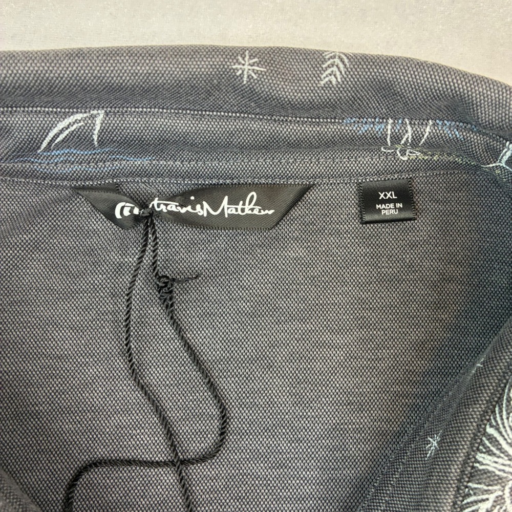 Travis Mathew Polo Shirt Mens XXL Gray Tropical Hula‎ Pineapple Aloha Golf Top - Picture 2 of 8